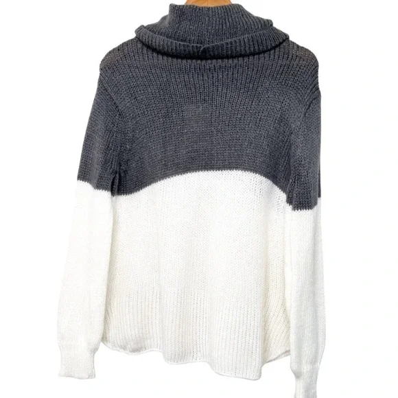 Wooden Ships NWT Snow Cowl Neck Chunky Knit Sweater Grey White Mohair Wool XS - Picture 4 of 8